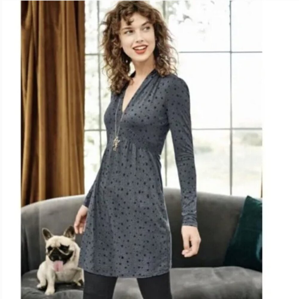 Boden Betty Star Print Jersey Tunic Dress 12 Long Blue
